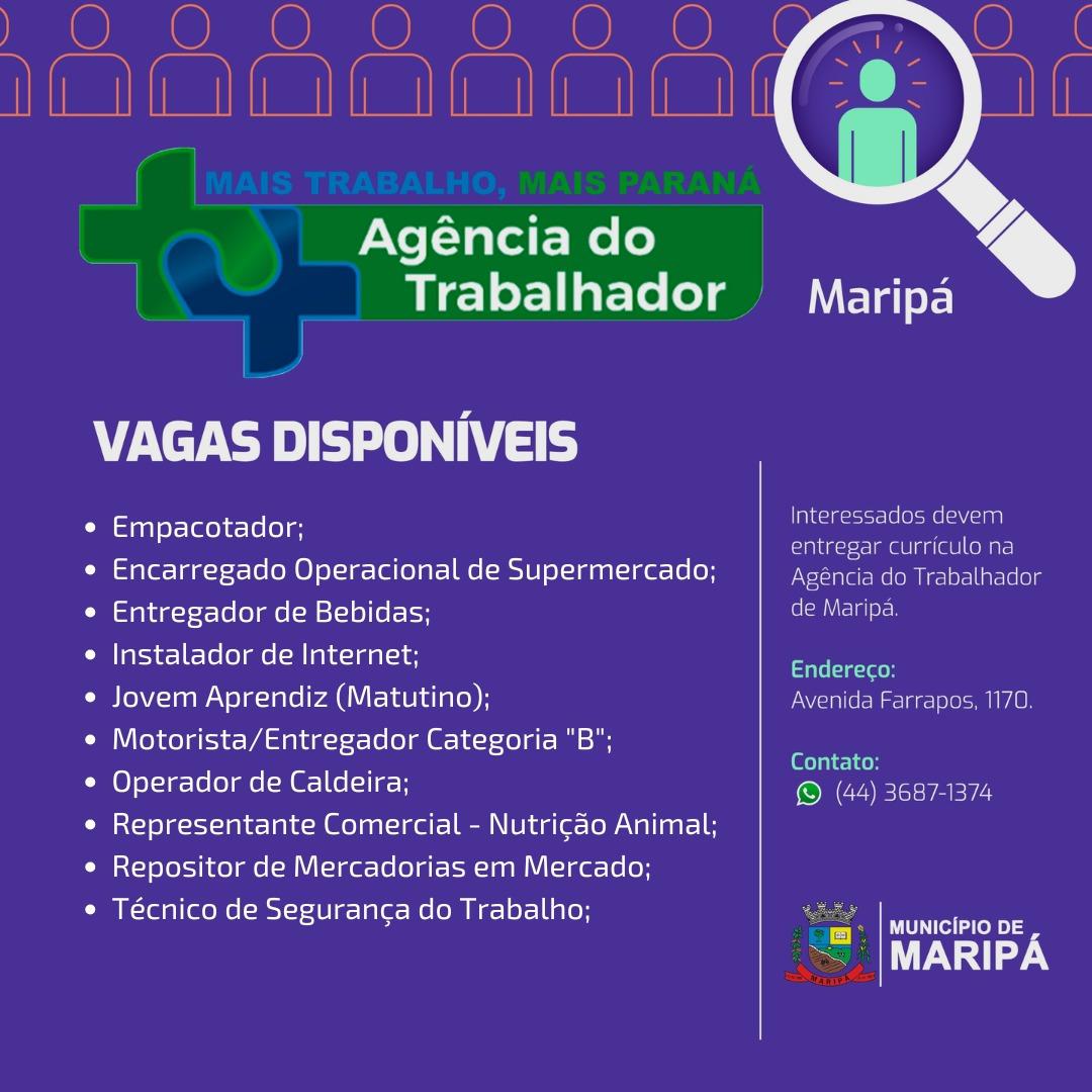 Relação de vagas abertas no Sine de Maripá