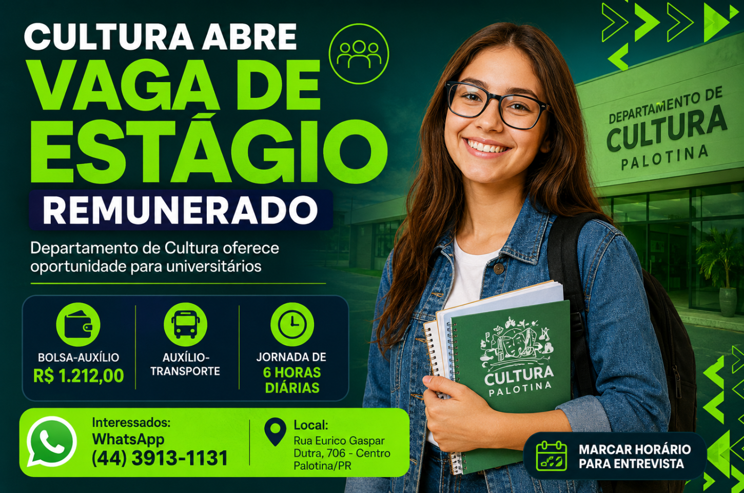 Interessados devem entrar em contato no WhatsApp 44 3913-1131