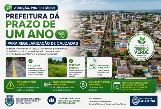 Prefeitura dá prazo de um ano para regularização de calçadas