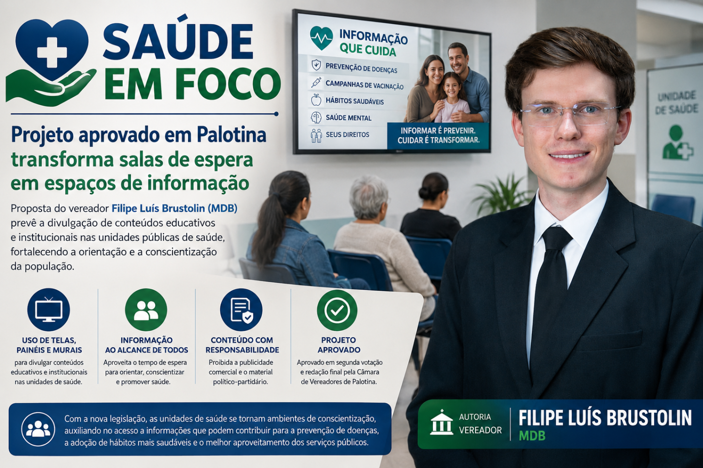Projeto aprovado em Palotina transforma salas de espera em espaços de informação