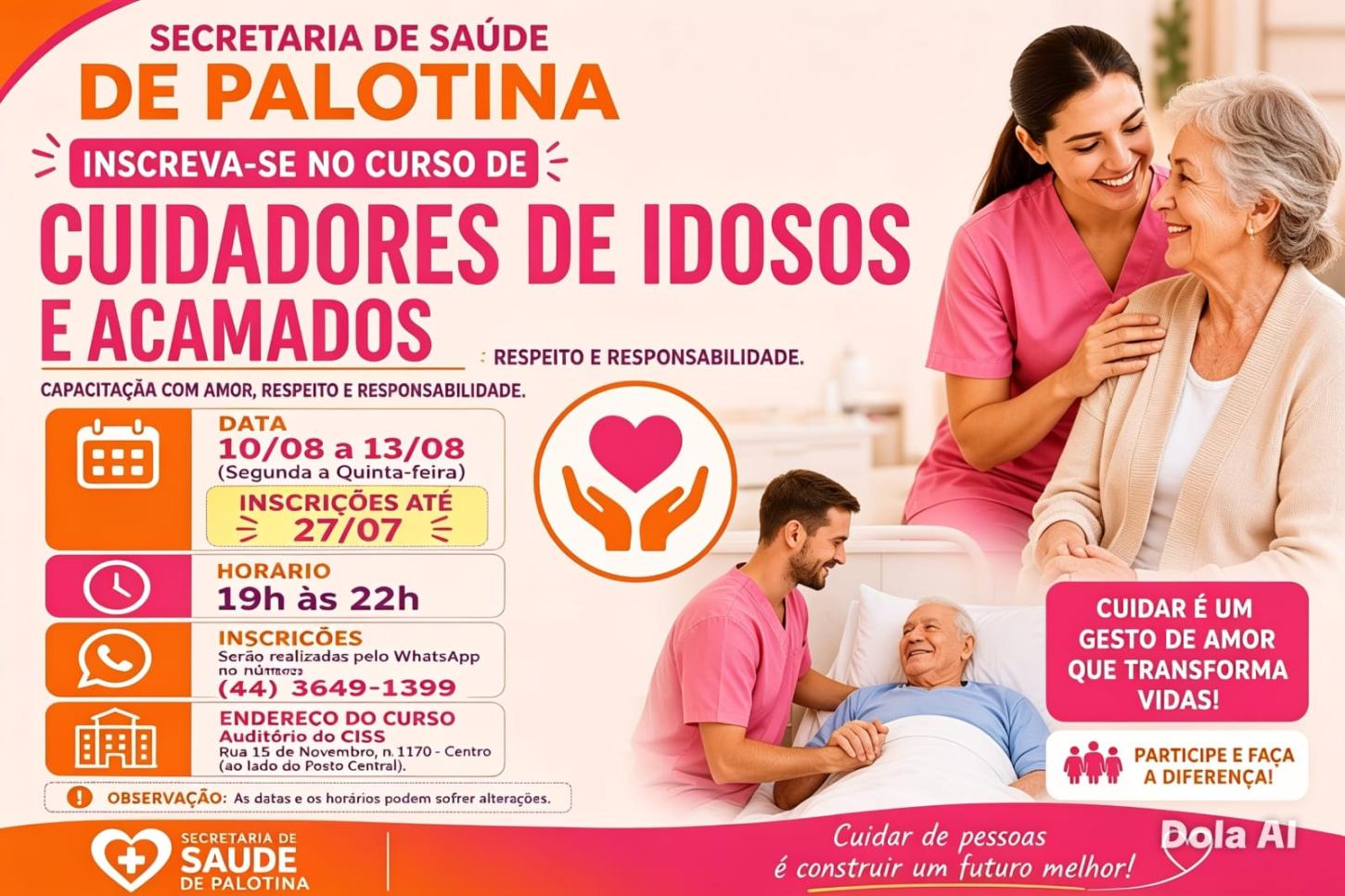 Saúde e cuidado em Foco: Palotina abre inscrições para Curso de Cuidadores de Idosos e Acamados