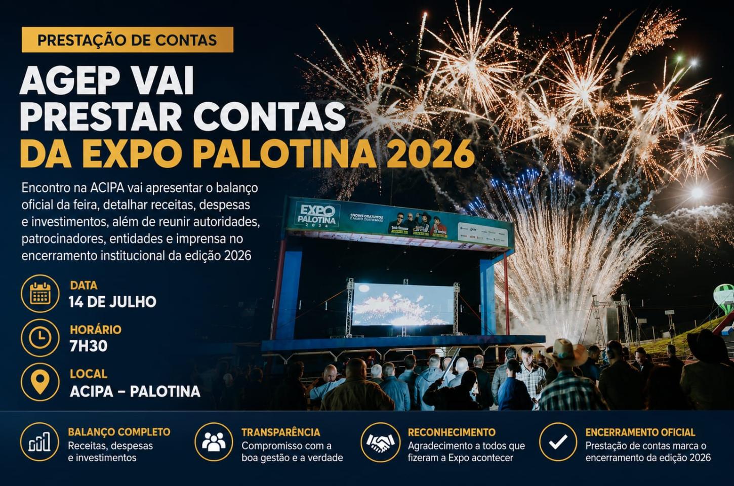 AGEP vai prestar contas da Expo Palotina 2026