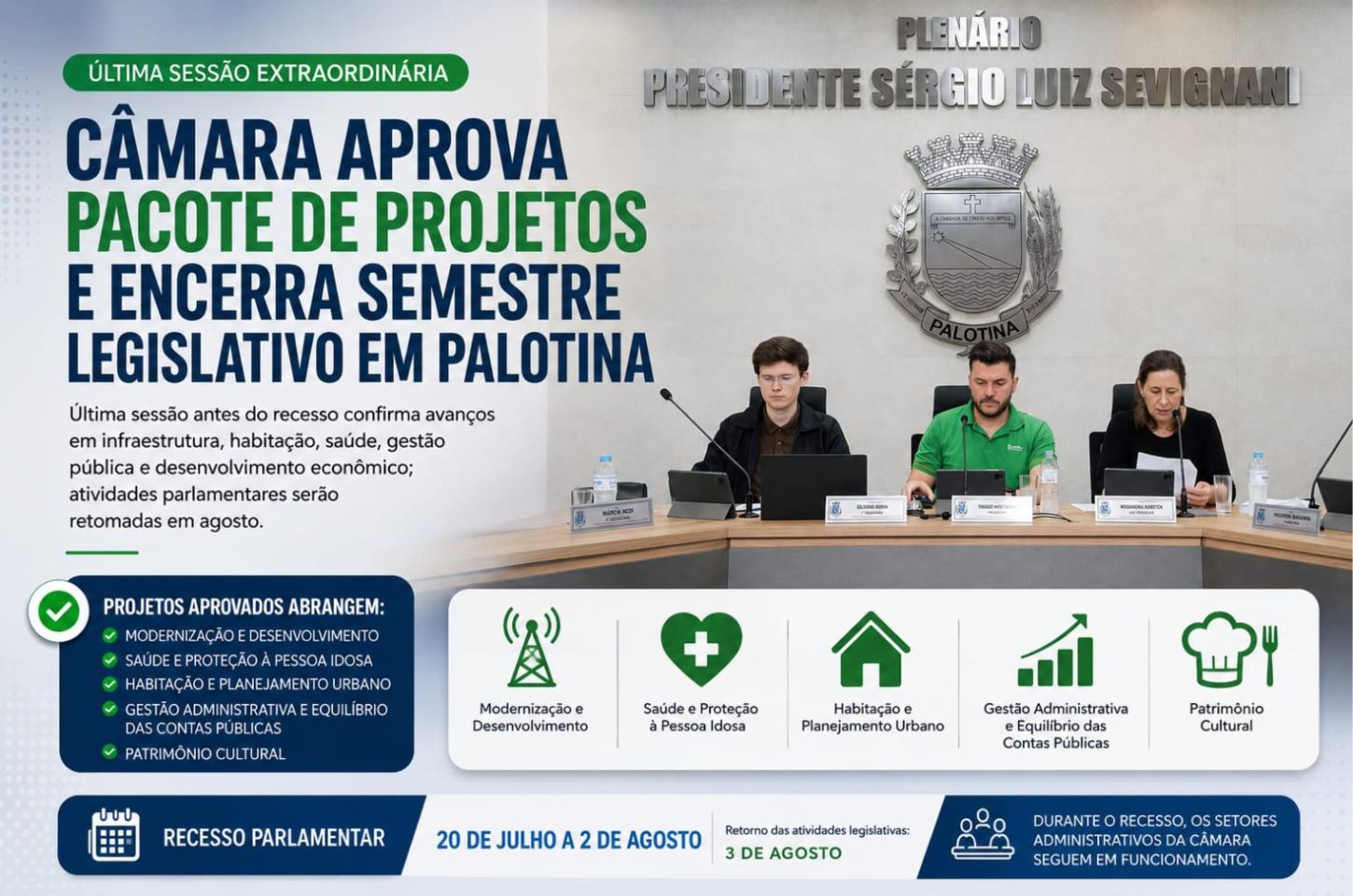 Câmara aprova pacote de projetos e encerra semestre legislativo em Palotina