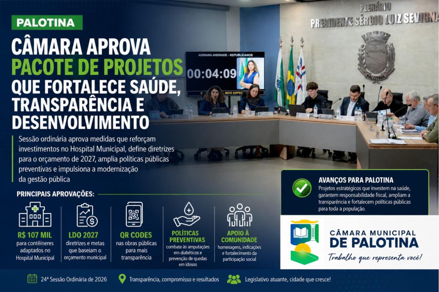 Câmara aprova pacote de projetos que fortalece saúde, transparência e desenvolvimento