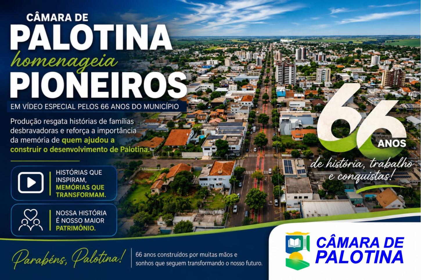 Câmara de Palotina homenageia pioneiros em vídeo especial pelos 66 anos do município