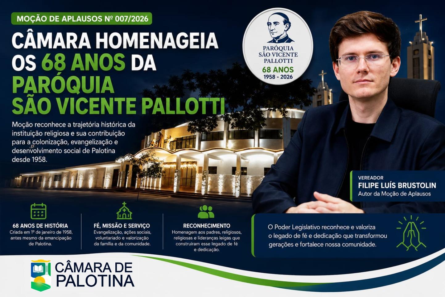 Câmara homenageia os 68 anos da Paróquia São Vicente Pallotti