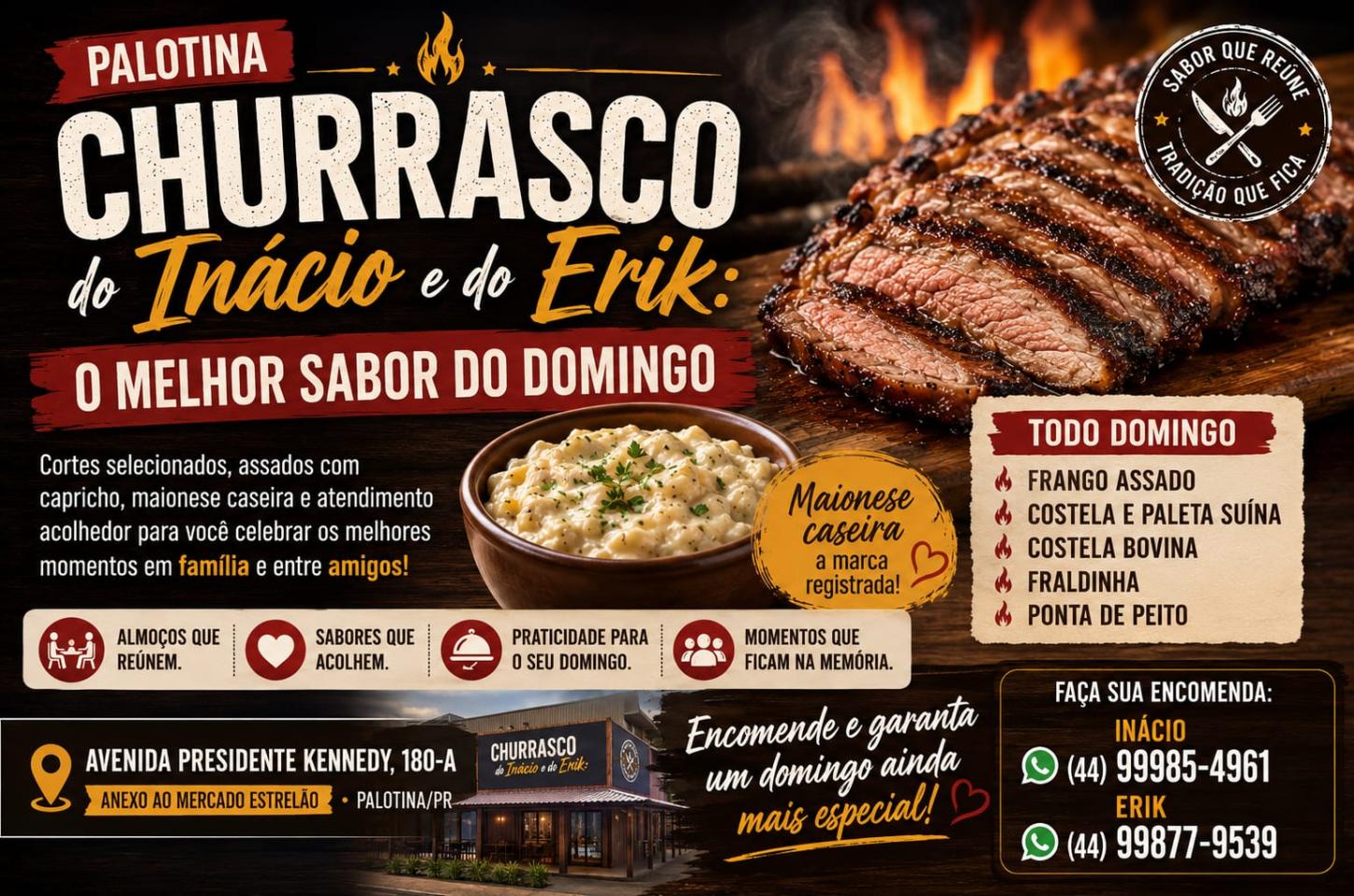 Churrasco do Inácio e do Erik: o melhor sabor do domingo