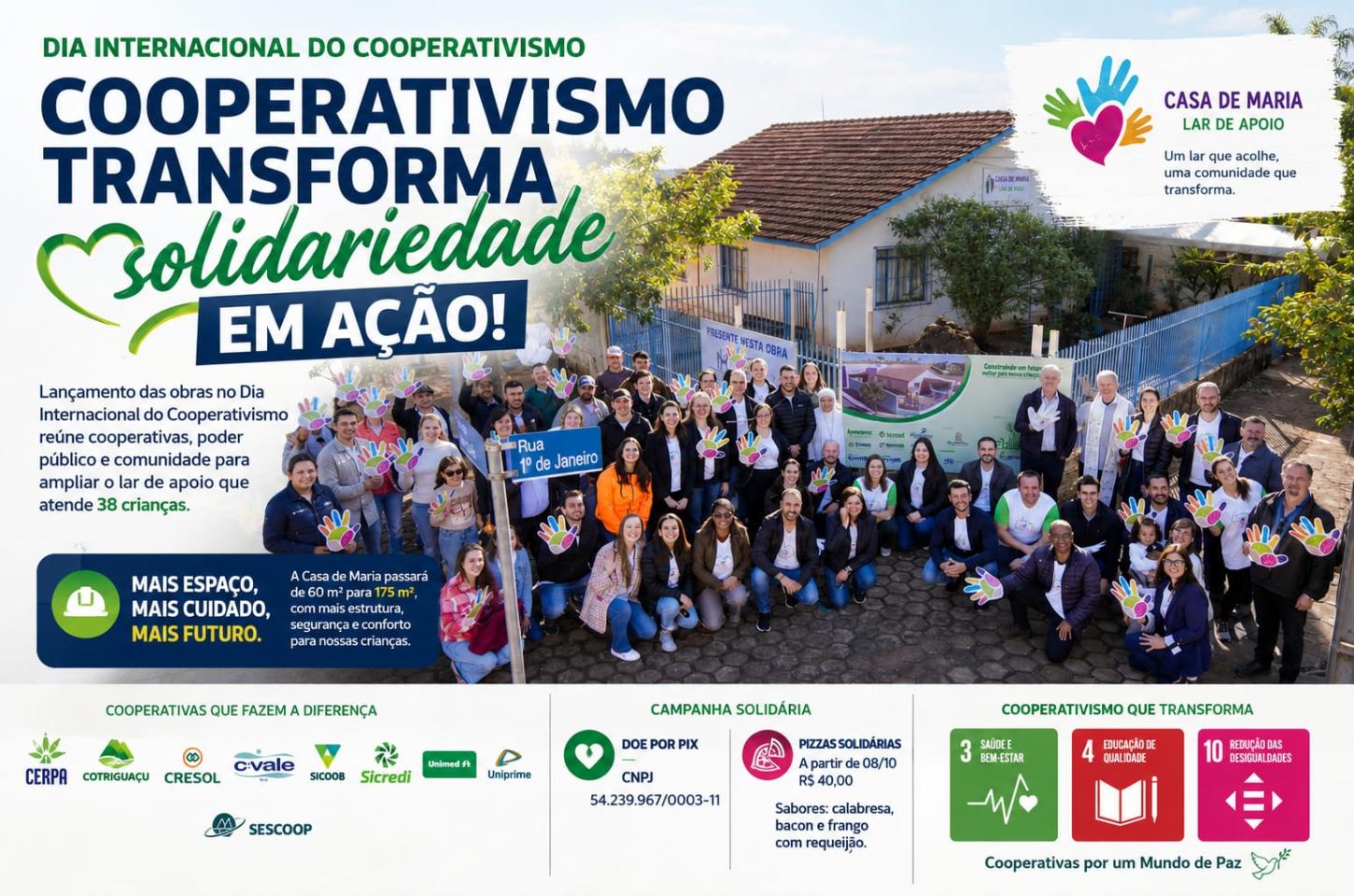 Cooperativismo transforma solidariedade em ação e inicia ampliação da Casa de Maria em Palotina