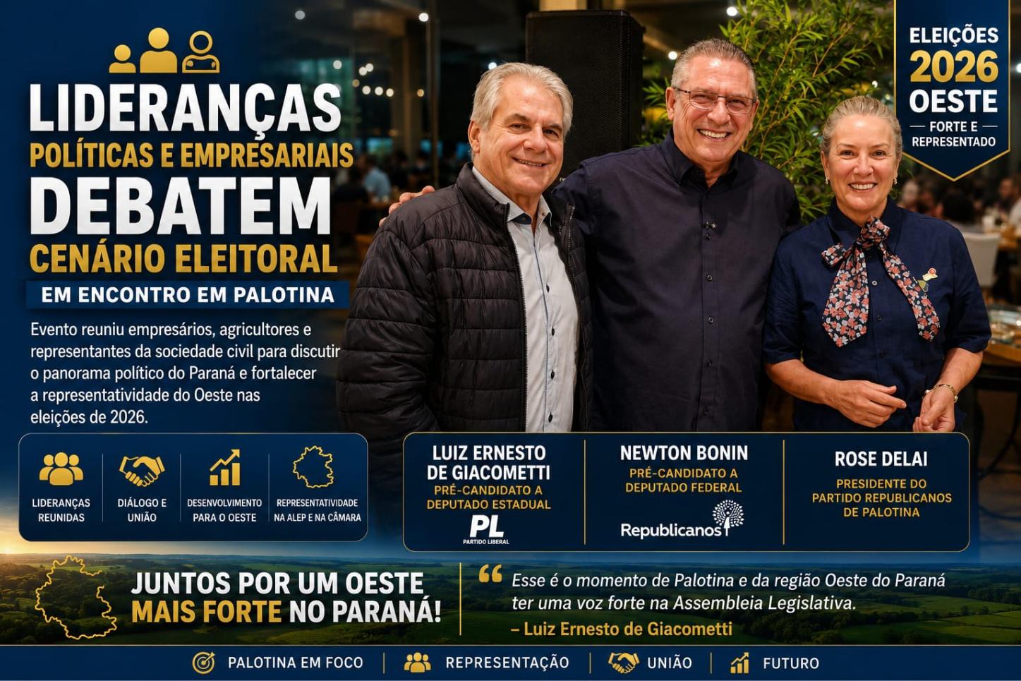 Lideranças políticas e empresariais debatem cenário eleitoral em encontro com pré-candidatos em Palotina