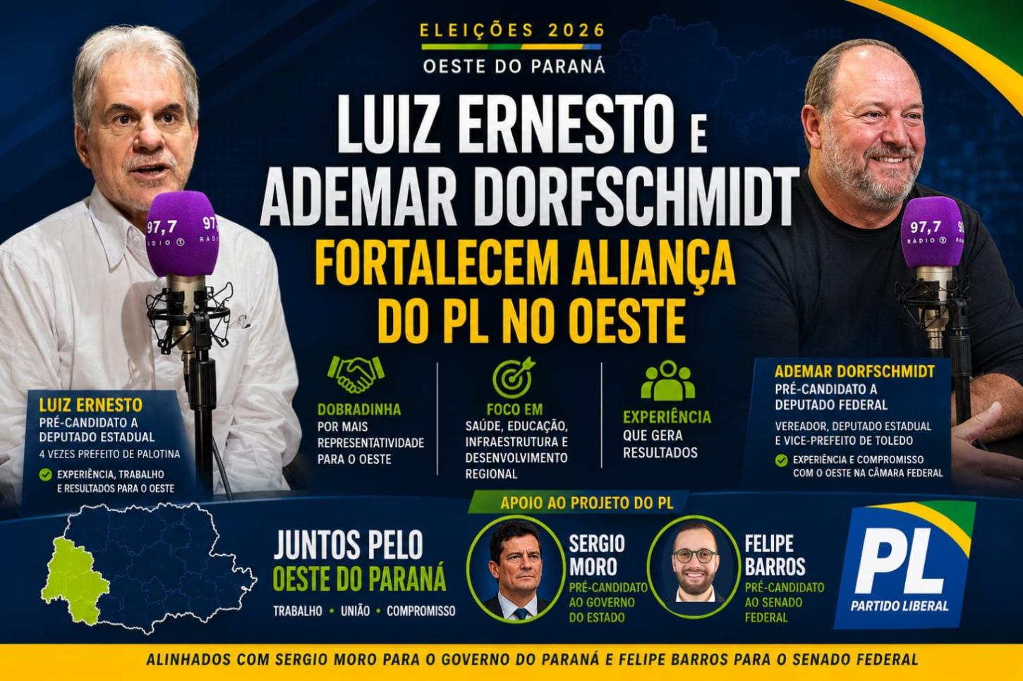Luiz Ernesto e Ademar Dorfschmidt fortalecem aliança do PL no Oeste