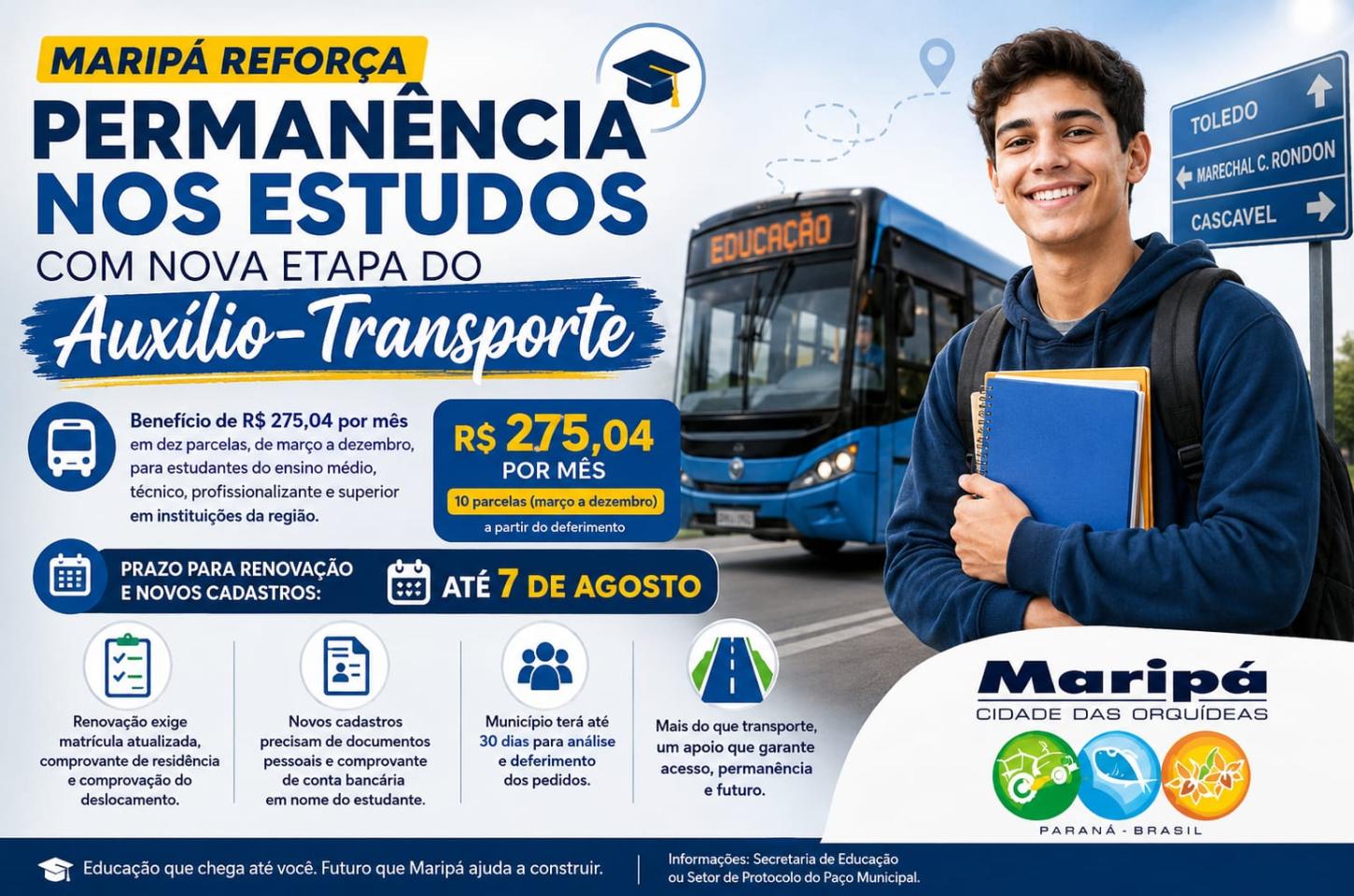 Maripá reforça permanência nos estudos com nova etapa do Auxílio-Transporte