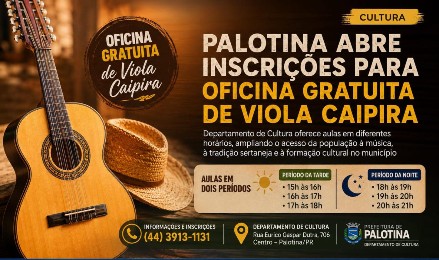 Palotina abre inscrições para oficina gratuita de Viola Caipira