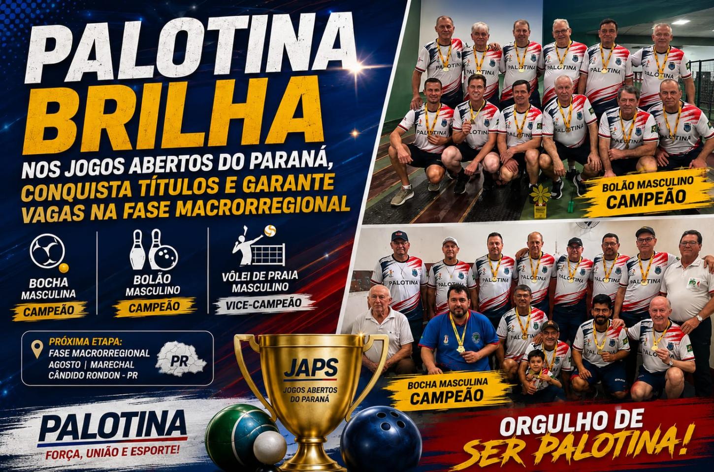 Palotina brilha nos Jogos Abertos do Paraná, conquista títulos e garante vagas na fase macrorregional