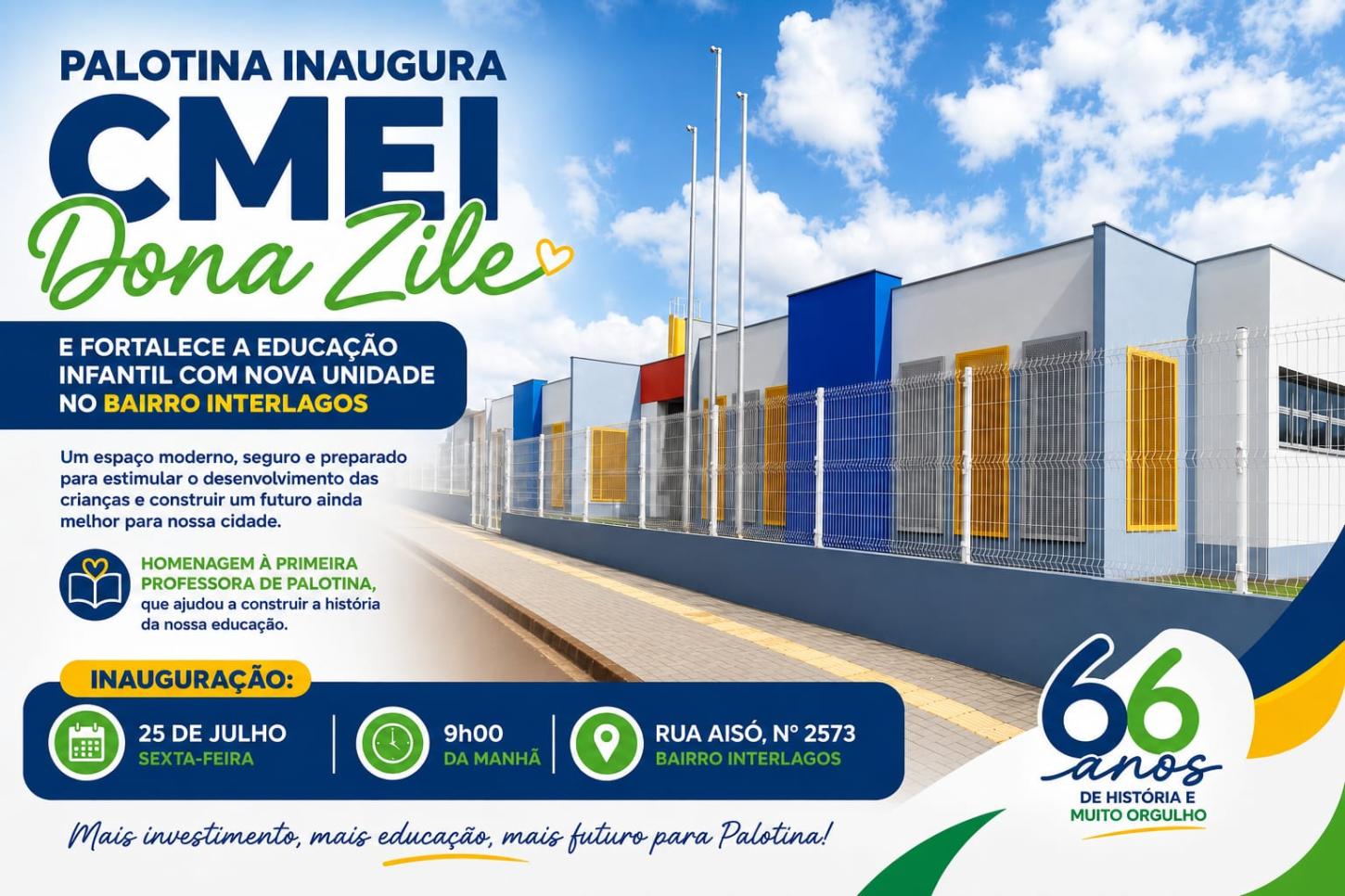 Palotina inaugura CMEI Dona Zile e fortalece a educação infantil com nova unidade no Bairro Interlagos
