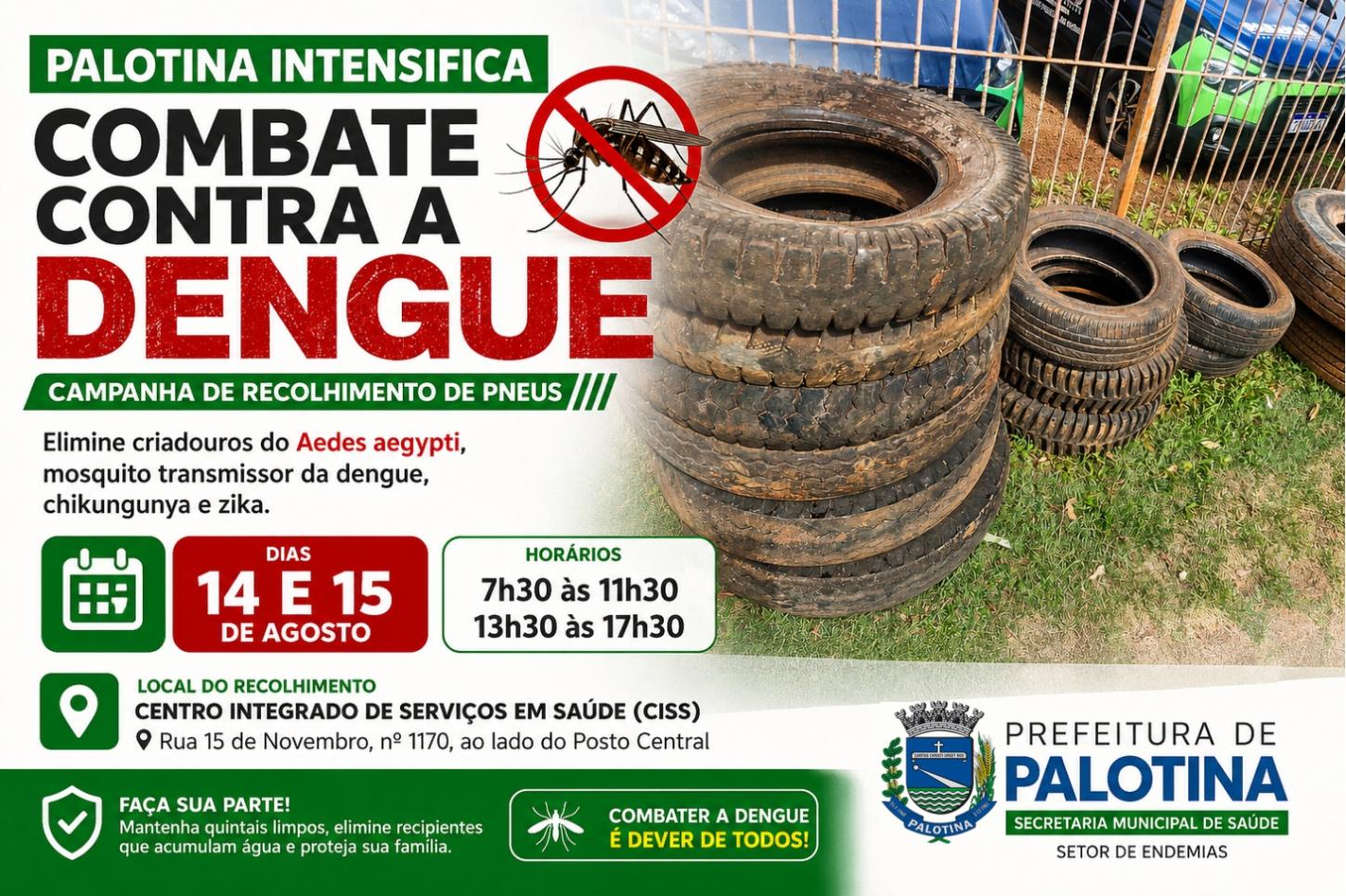 Palotina intensifica combate contra a dengue com campanha de recolhimento de pneus