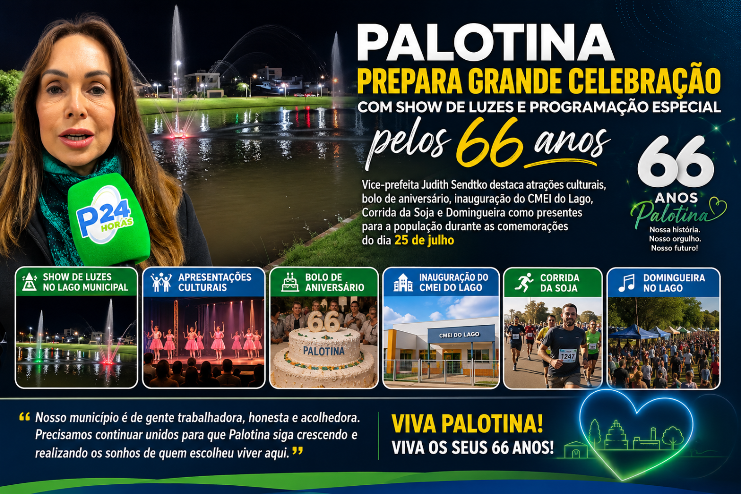 Palotina prepara grande celebração com Show de Luzes e programação especial pelos 66 anos