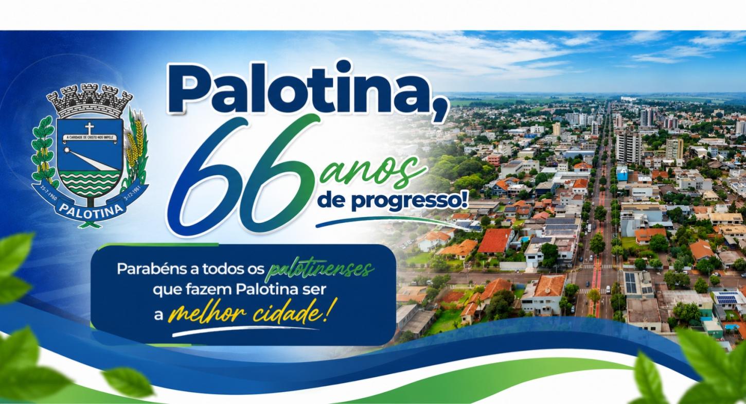 Palotina celebra 66 anos de emancipação político-administrativa no próximo sábado (25), comemorando uma trajetória de desenvolvimento, trabalho e conquistas que consolidaram o município como uma das principais referências do Oeste do Paraná