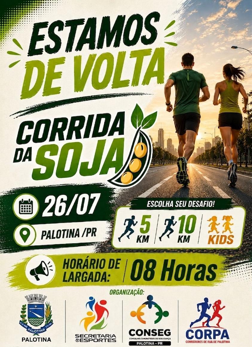 Corrida da Soja 2026 marca o retorno de uma das provas mais tradicionais de Palotina após mais de 15 anos