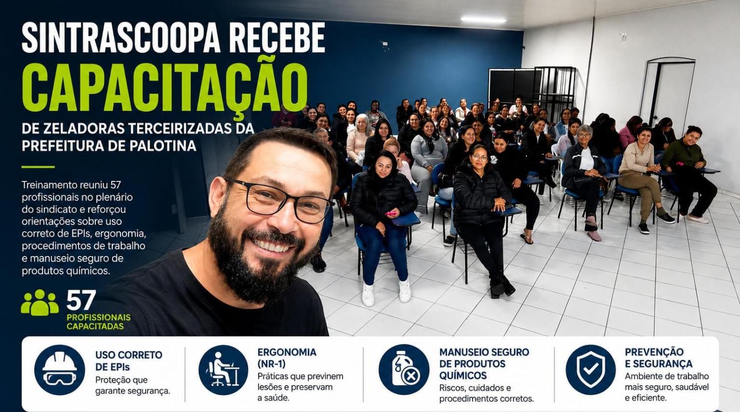 Sintrascoopa recebe capacitação de zeladoras terceirizadas da Prefeitura de Palotina com foco em segurança no trabalho