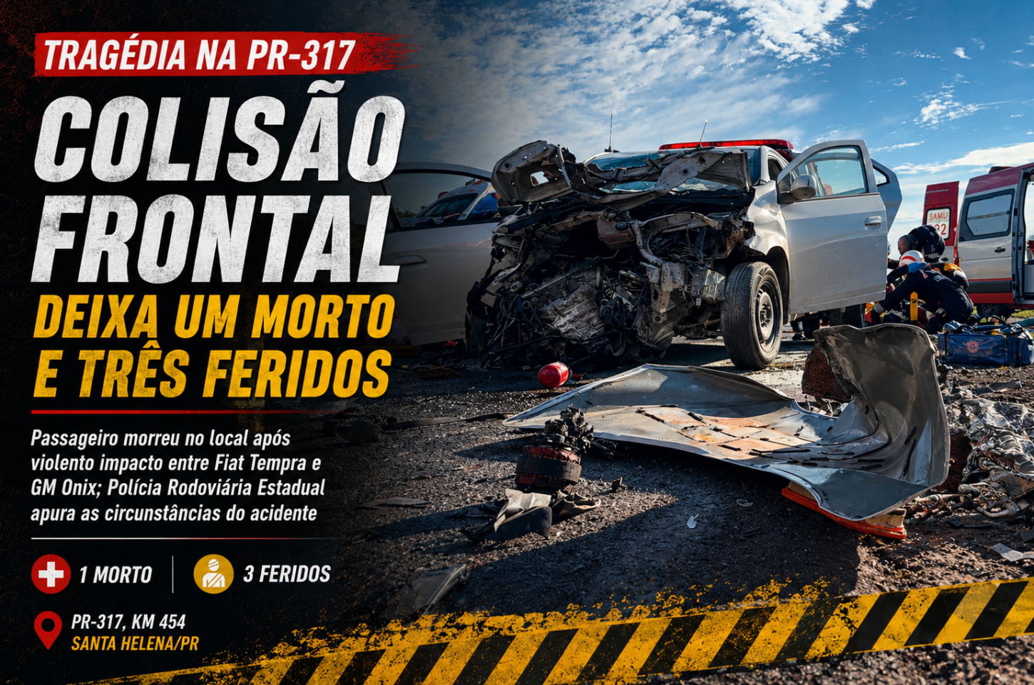 Tragédia na PR-317: colisão frontal deixa um morto e três feridos