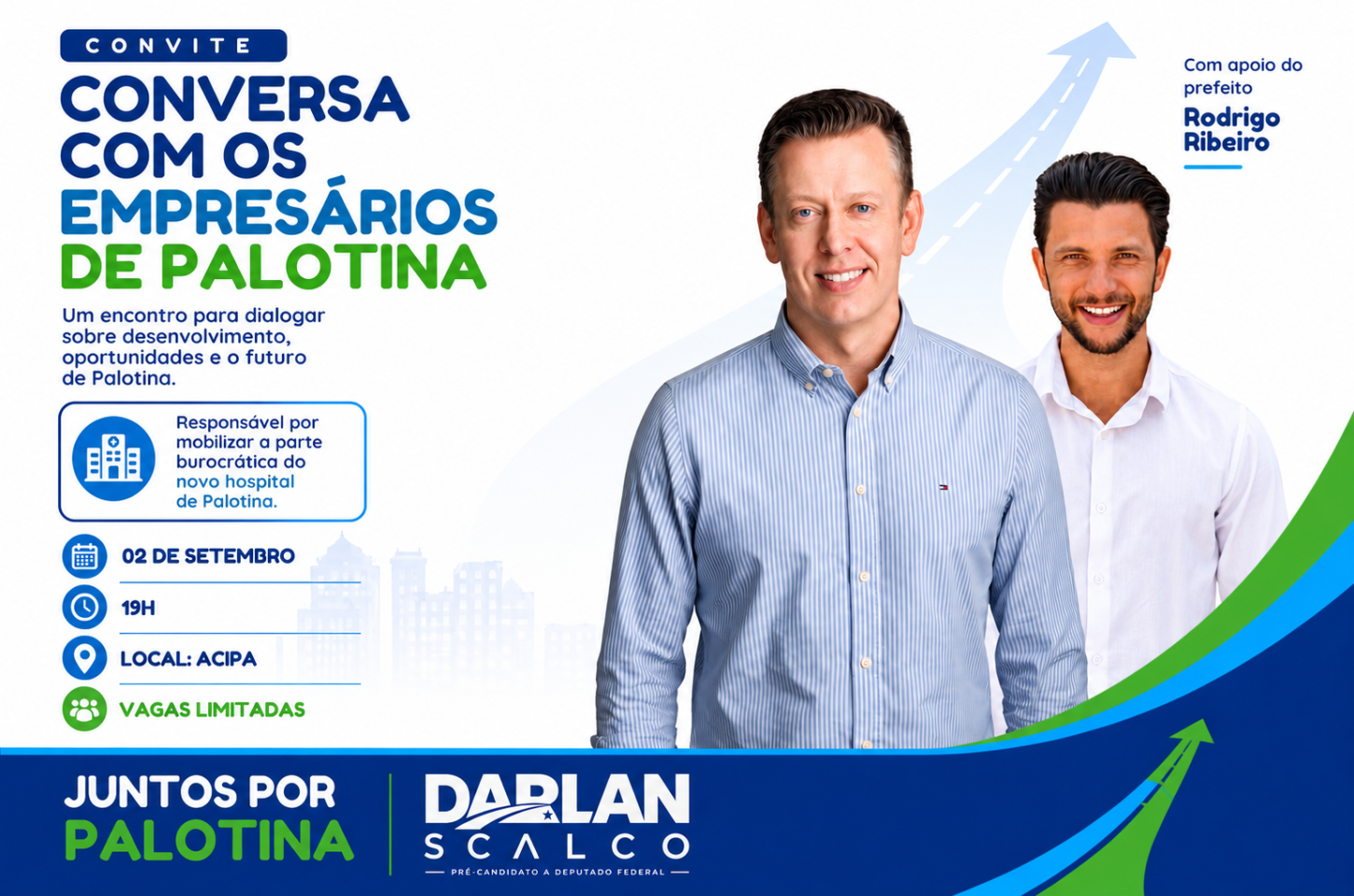 ACIPA abre espaço para diálogo entre empresários, Rodrigo Ribeiro e Darlan Scalco