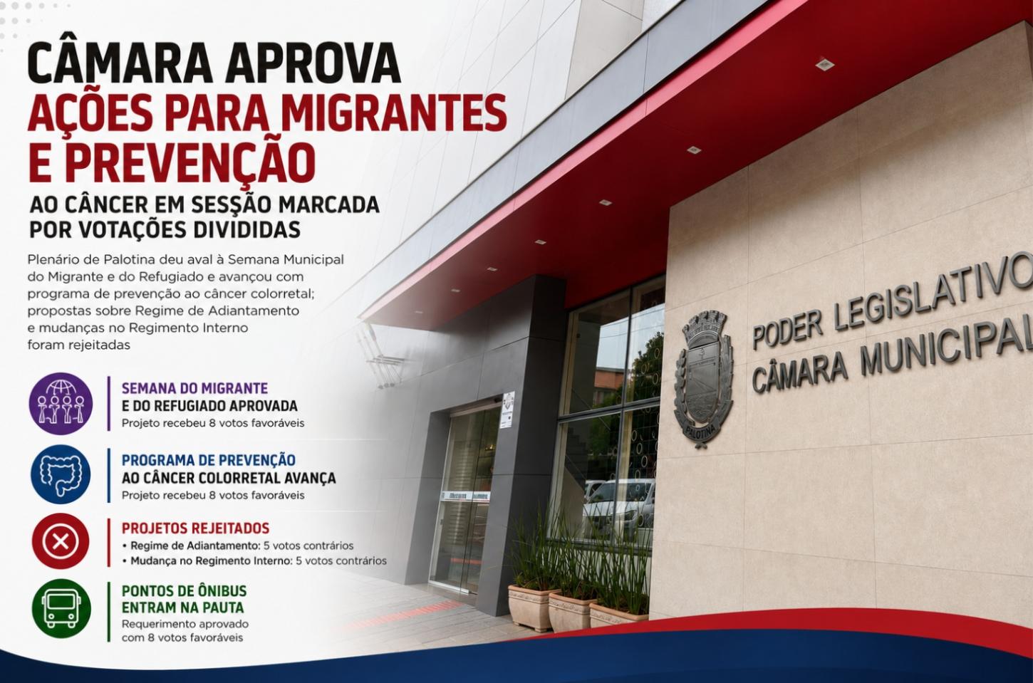 Câmara aprova ações para migrantes e prevenção ao câncer em sessão marcada por votações divididas