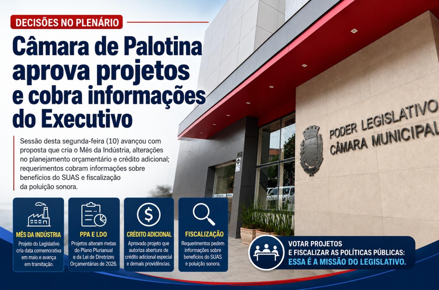 Câmara de Palotina aprova projetos e cobra informações do Executivo