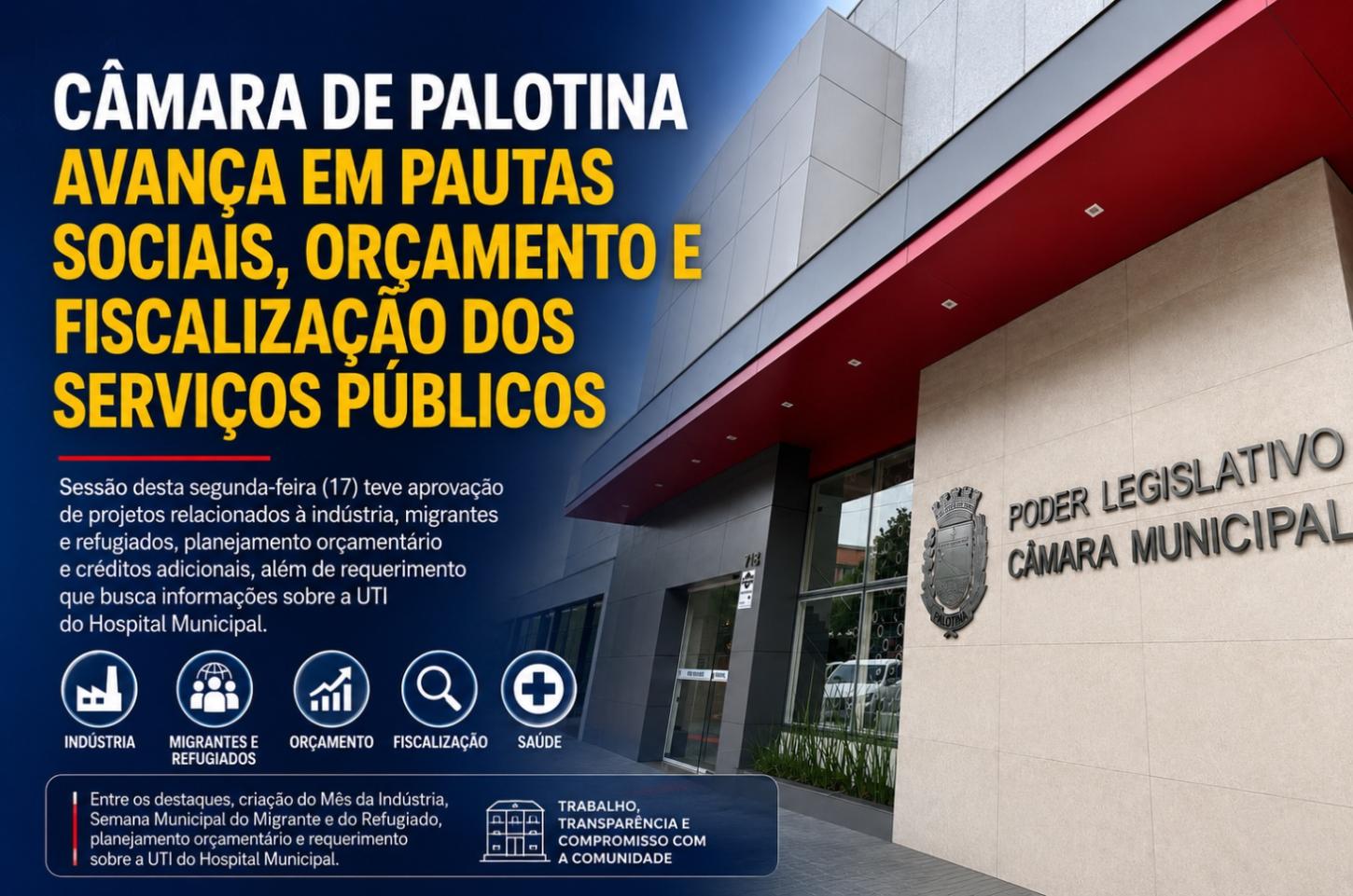 Câmara de Palotina avança em pautas sociais, orçamento e fiscalização dos serviços públicos