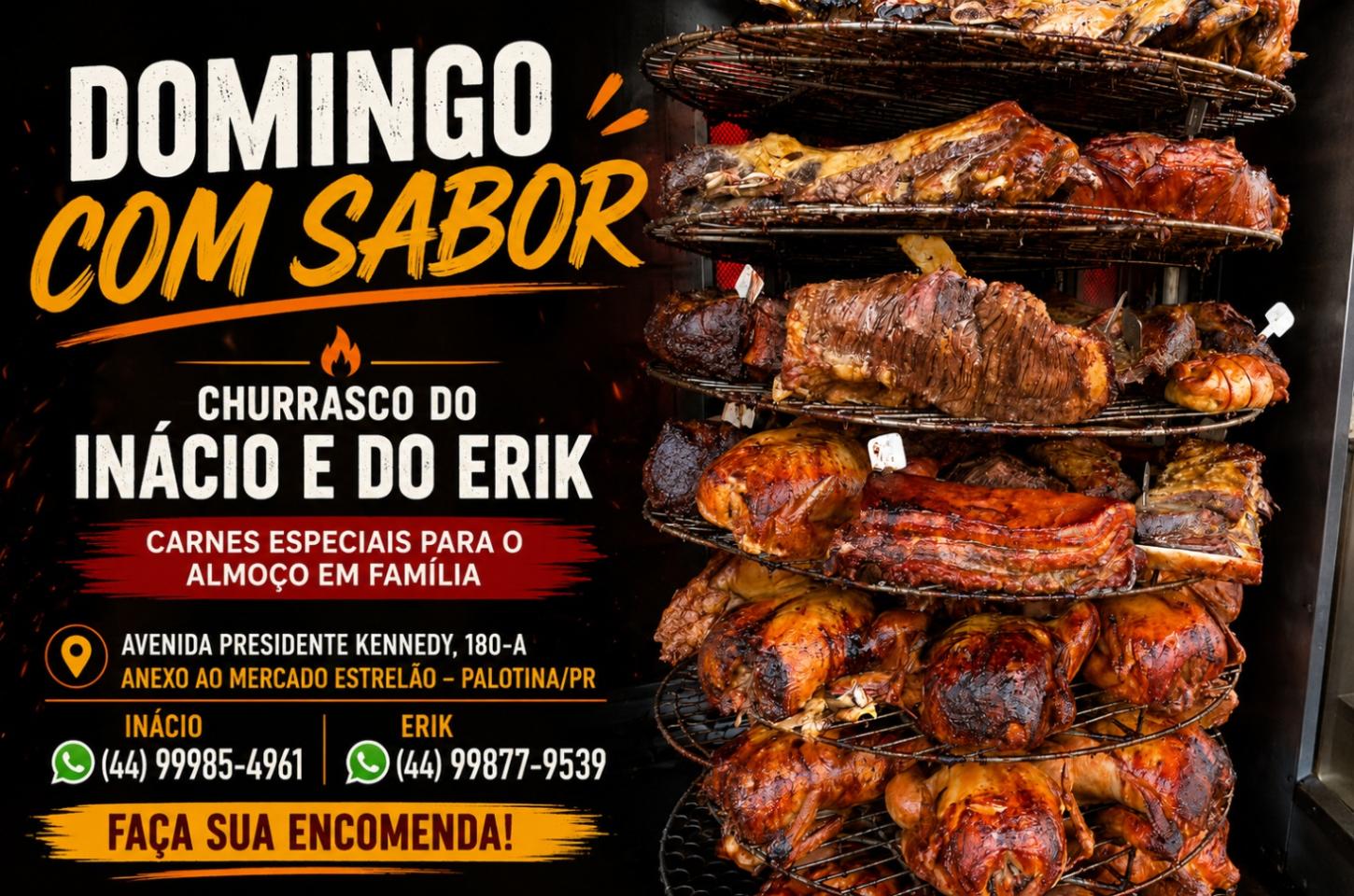 Churrasco do Inácio e do Erik garante carnes especiais para o almoço em família