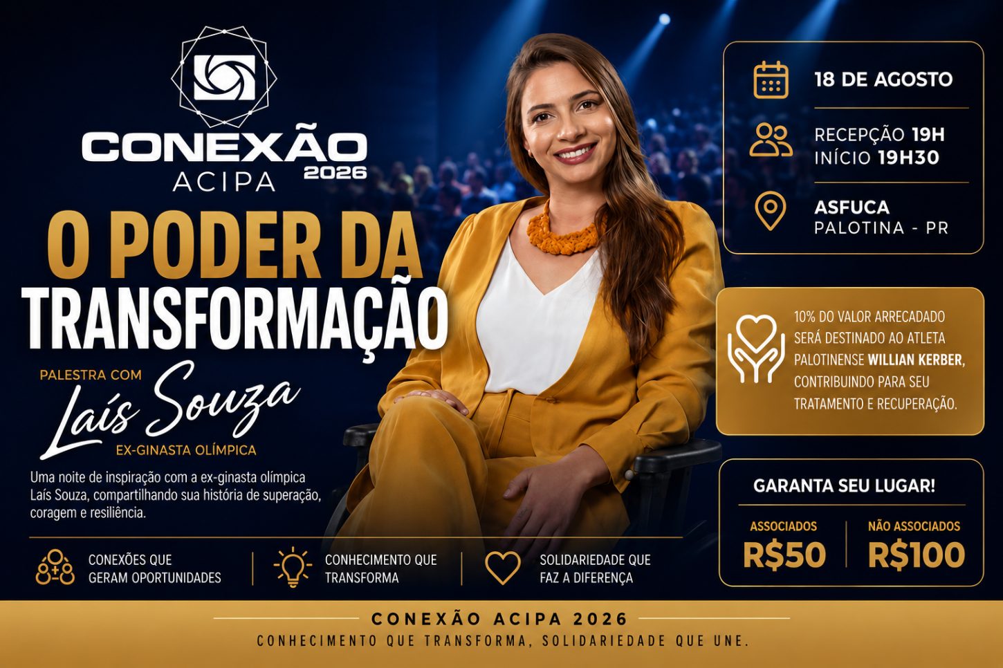 Conexão ACIPA 2026 traz Laís Souza a Palotina para uma noite de transformação e solidariedade