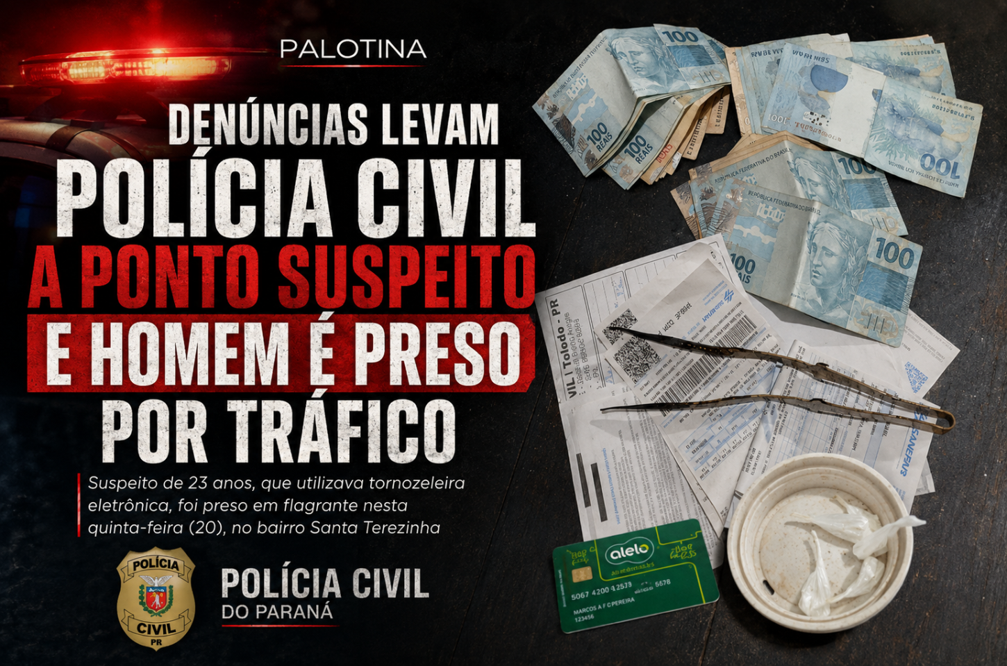 Denúncias levam Polícia Civil a ponto suspeito e homem é preso por tráfico