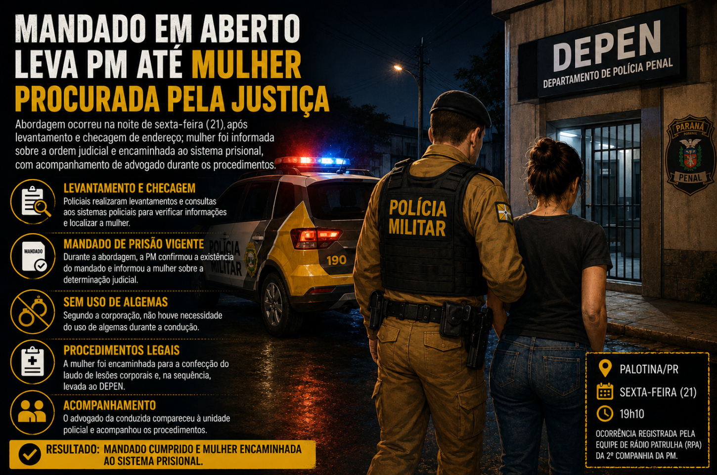 Mandado em aberto leva PM até mulher procurada pela Justiça