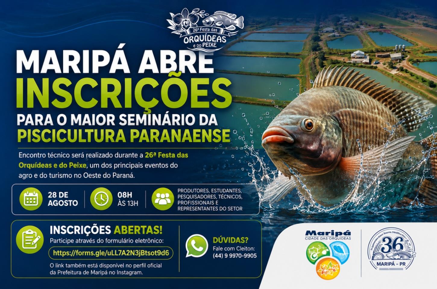 Maripá abre inscrições para o maior seminário da piscicultura paranaense