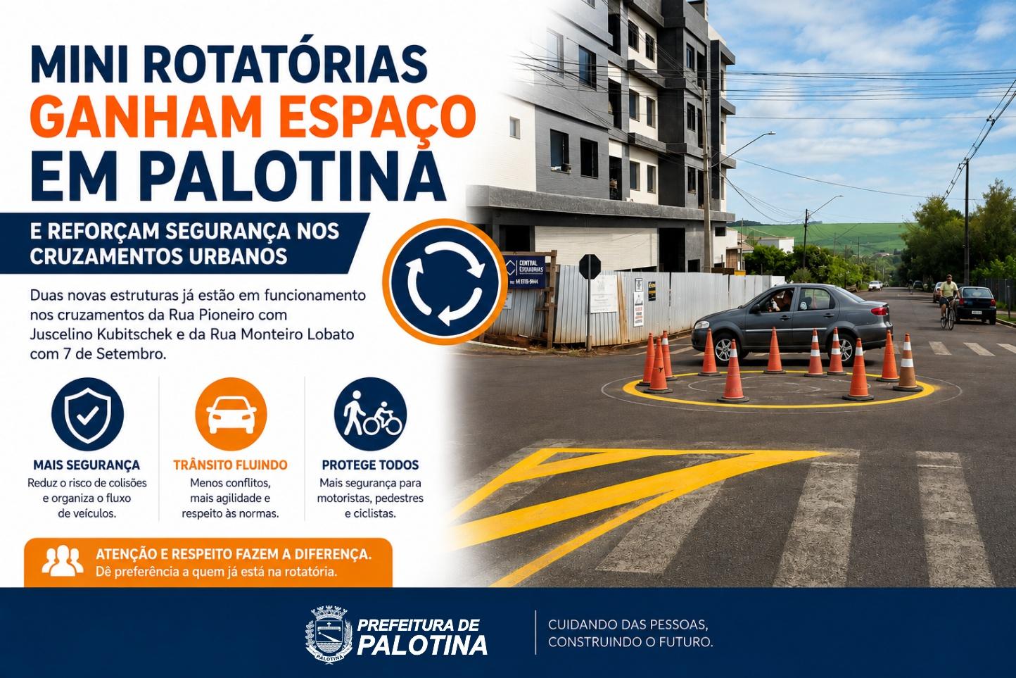 Mini rotatórias ganham espaço em Palotina e reforçam segurança nos cruzamentos urbanos