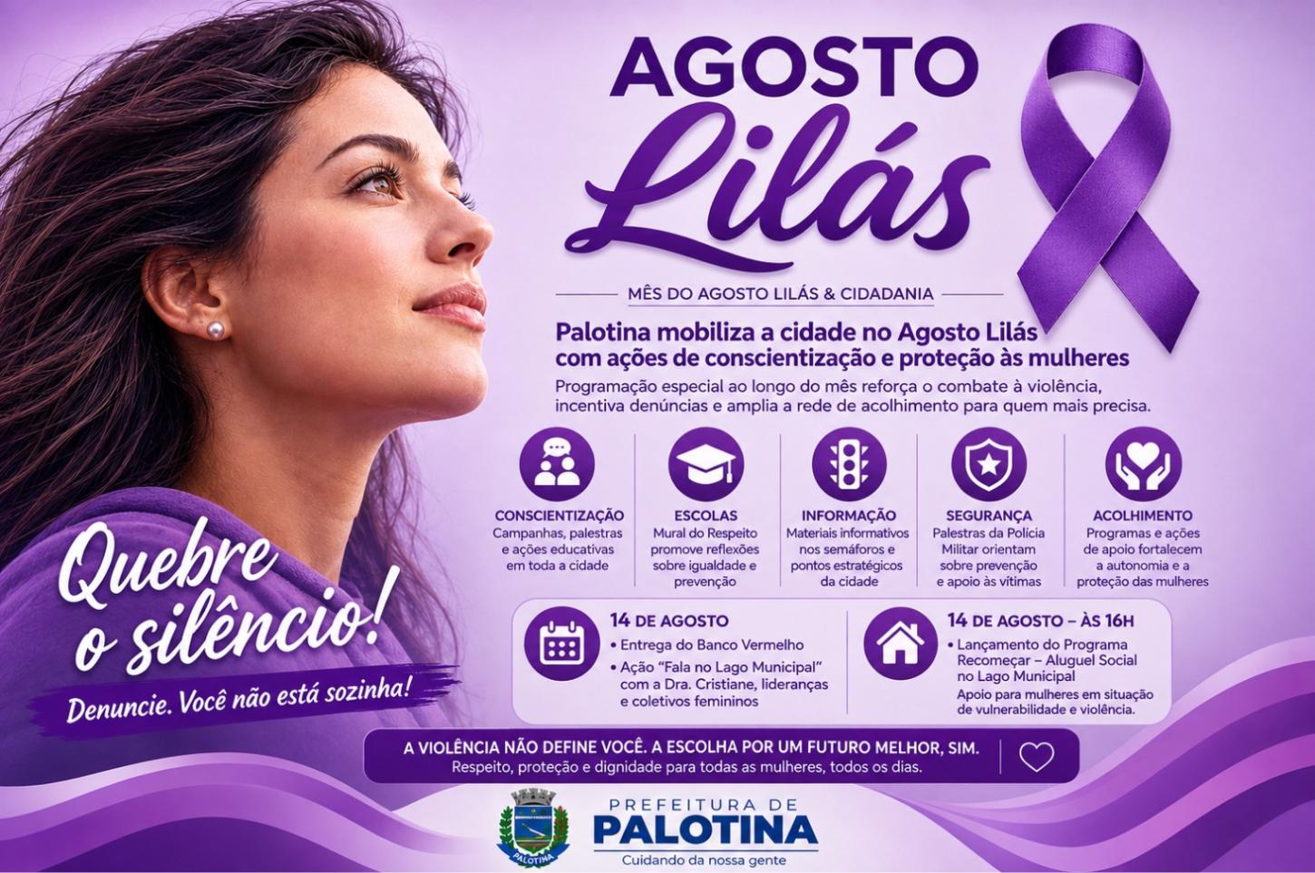 Palotina mobiliza a cidade no Agosto Lilás com ações de conscientização e proteção às mulheres