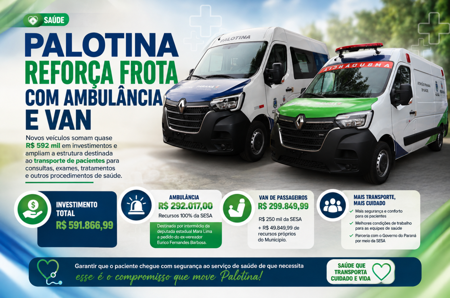 Palotina reforça frota com ambulância e van