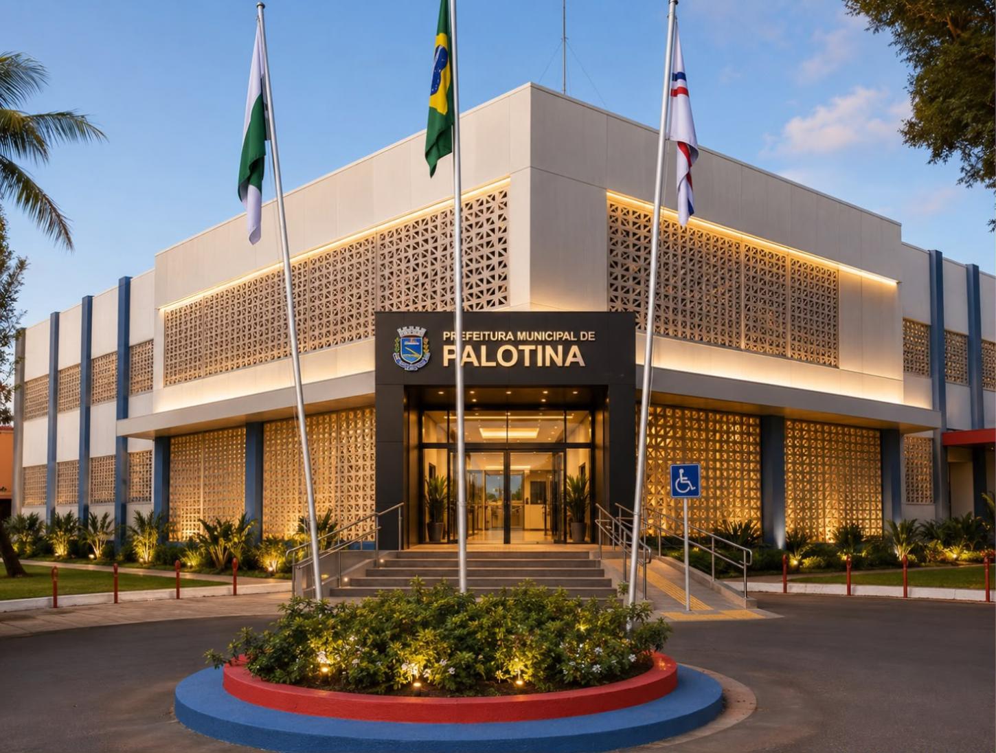A imagem em 3D do pré-projeto revela a proposta de modernização do Paço Municipal de Palotina. A futura estrutura prevê ambientes mais modernos, acessíveis e funcionais
