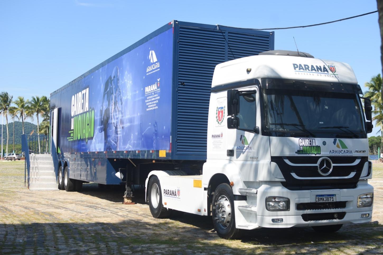 Carreta da Inovação fica instalada na Praça Amadeo Piovesan, em Palotina, de 11 a 14 de agosto, reunindo tecnologia, experiências interativas, oficinas e serviços gratuitos para a população
