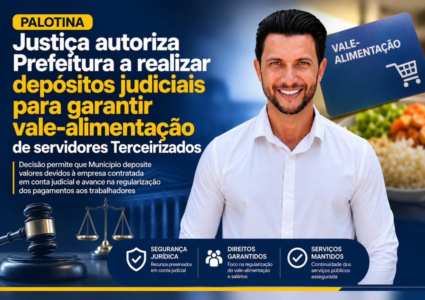 Decisão judicial permite que Palotina faça depósitos em conta judicial e avance nas providências para garantir o pagamento do vale-alimentação as servidoras terceirizadas