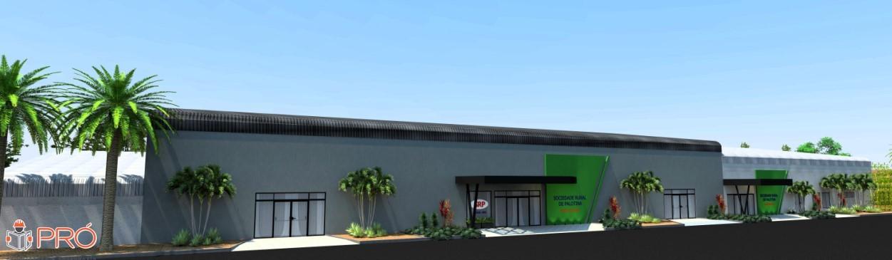 Imagem em 3D apresenta a projeção de como deverá ficar o novo pavilhão do Parque de Exposições João Leopoldo Jacomel, que será construído com investimento de mais de R$ 5,2 milhões