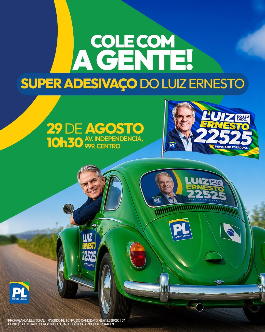 Neste sábado, 29 de agosto, Palotina recebe o Mega Adesivaço do Luiz Ernesto e a abertura da Casa Verde e Amarelo