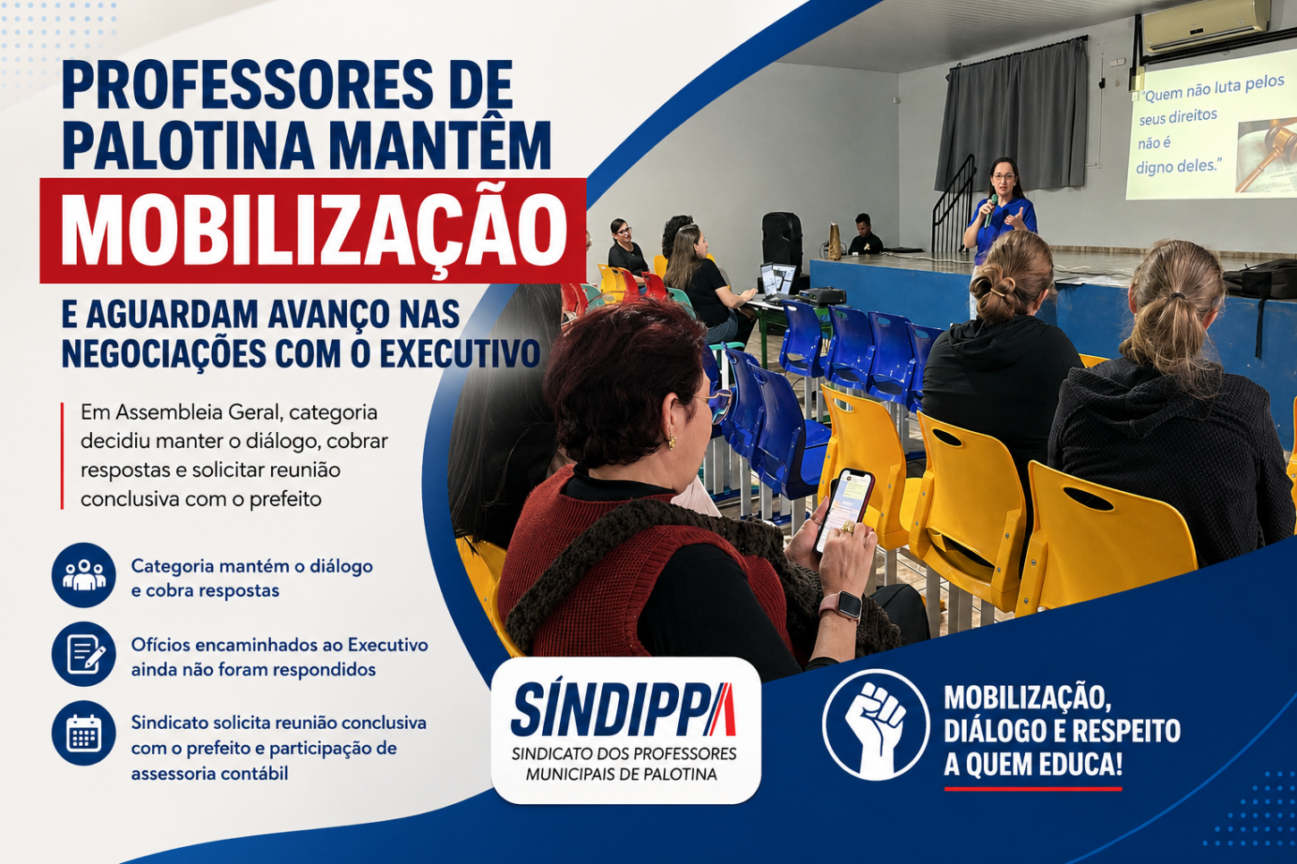 Professores de Palotina mantêm mobilização e aguardam avanço nas negociações com o Executivo