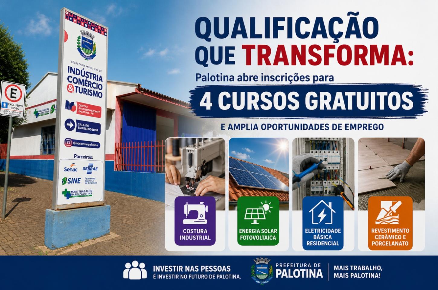 Qualificação que transforma: Palotina abre inscrições para quatro cursos gratuitos e amplia oportunidades de emprego