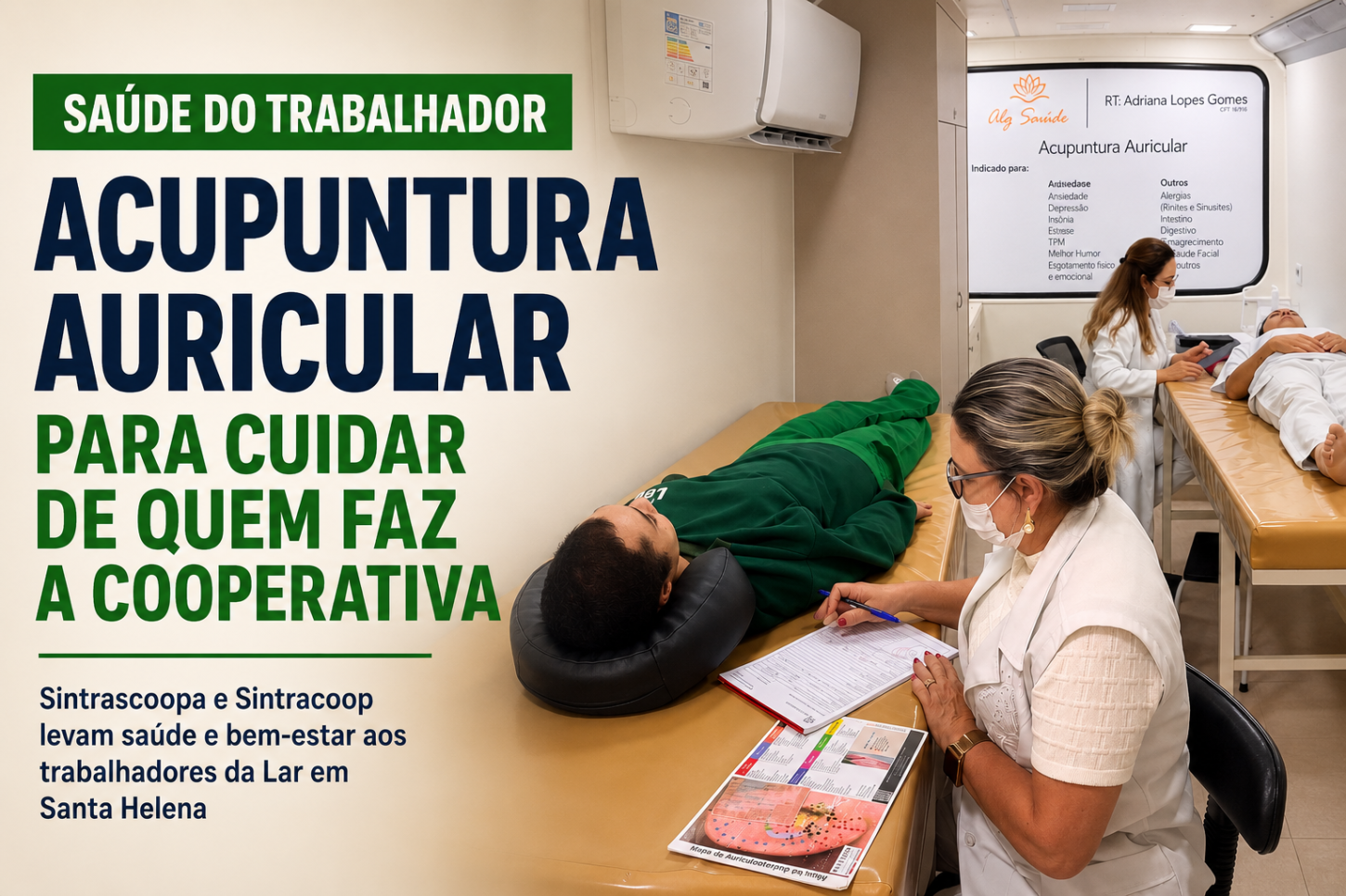 Saúde do Trabalhador leva acupuntura auricular aos trabalhadores da Lar em Santa Helena