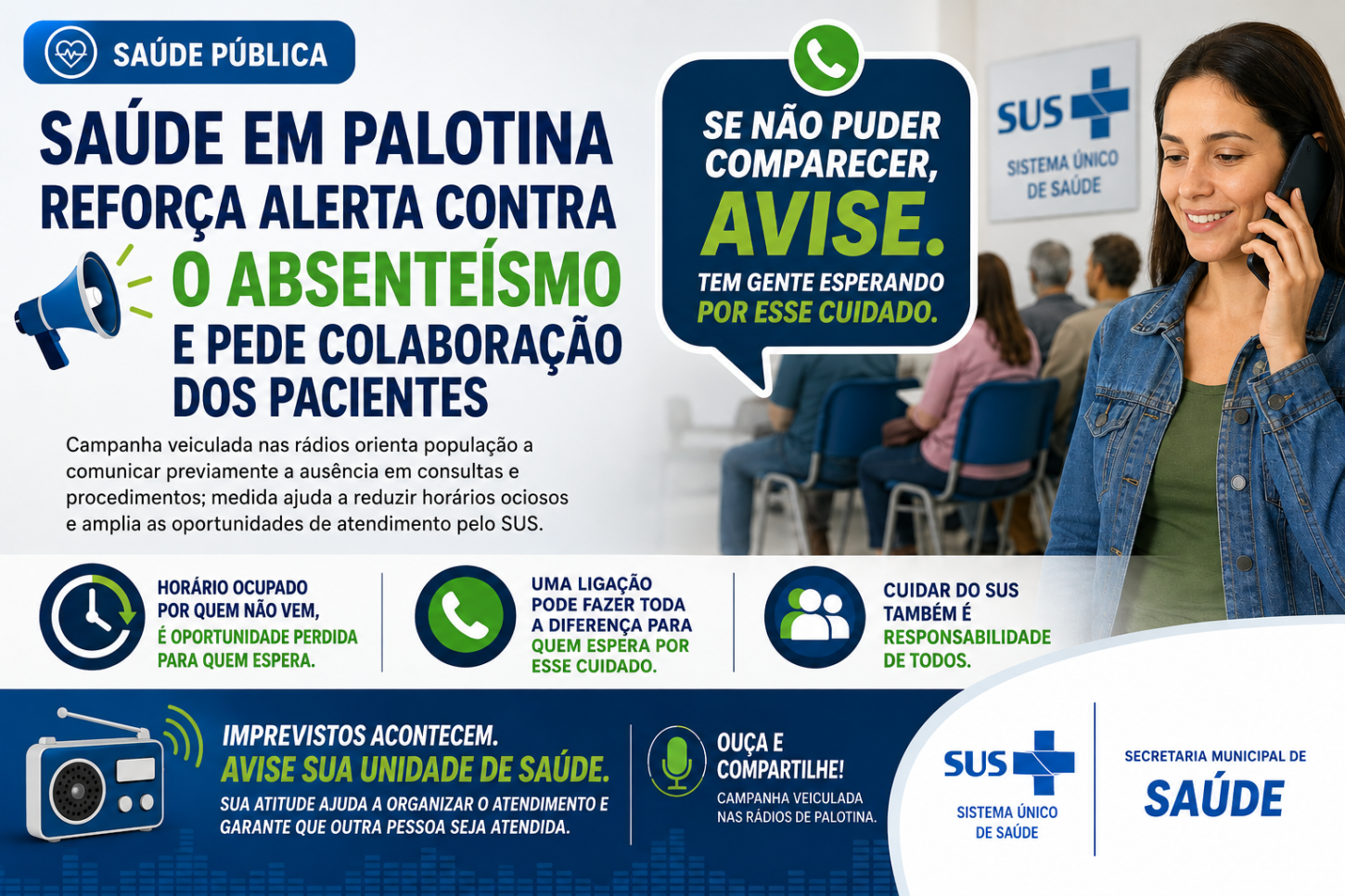 Saúde em Palotina reforça alerta contra o absenteísmo e pede colaboração dos pacientes
