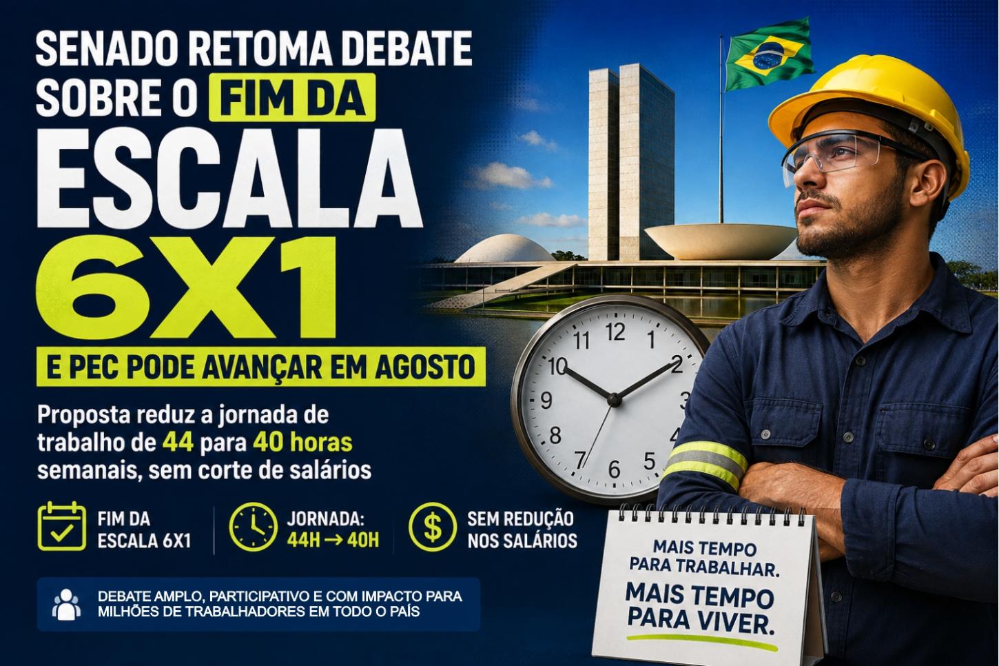 Senado retoma debate sobre o fim da escala 6x1 e PEC pode avançar em agosto