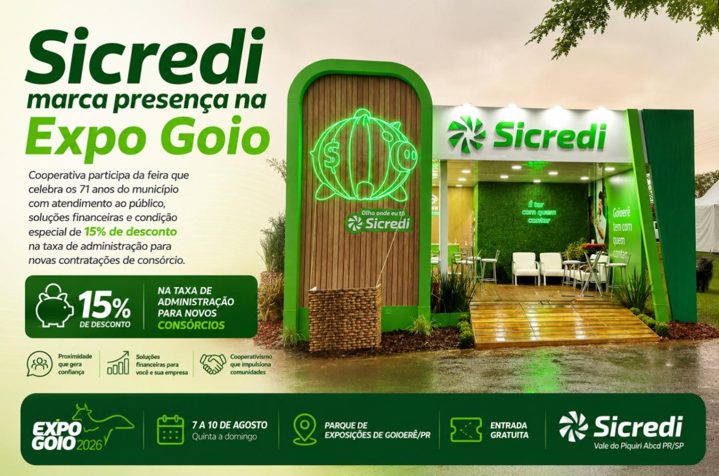 Sicredi marca presença na Expo Goio e reforça conexão com o desenvolvimento de Goioerê