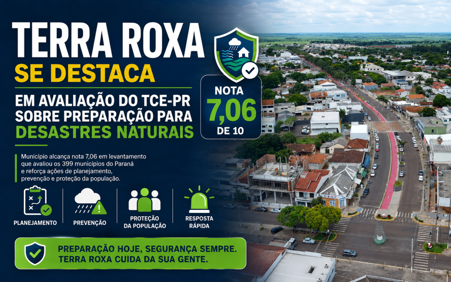 Terra Roxa se destaca em avaliação do TCE-PR sobre preparação para desastres naturais