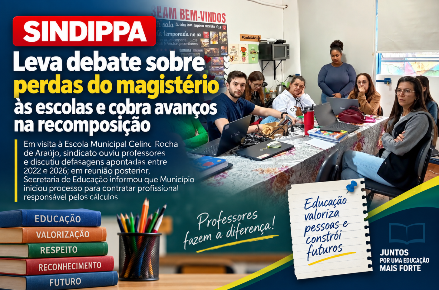 Leva debate sobre perdas do magistério às escolas e cobra avanços na recomposição