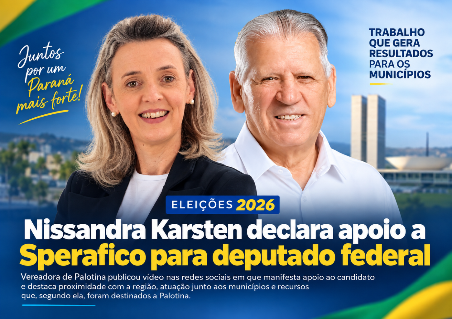 Nissandra Karsten declara apoio a Sperafico para deputado federal